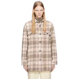 Off-White & Taupe Checked Jacket 232482F109004