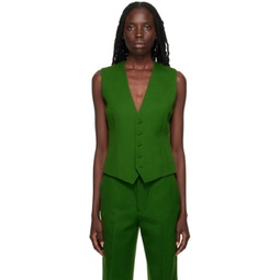 Green Covered Button Vest 231482F068012