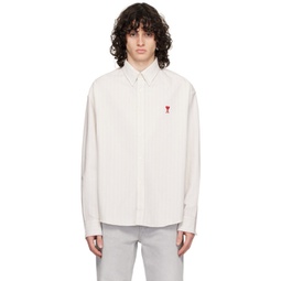 Blue & Off-White Embroidered Shirt 241482M192005