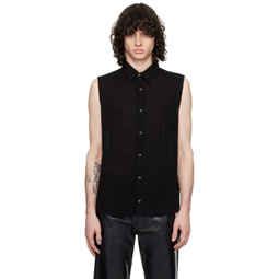 Black Spread Collar Shirt 241482M192036