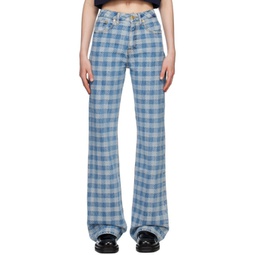 Blue Gingham Jeans 231482F069001