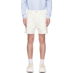 White Frayed Denim Shorts 231482M193030