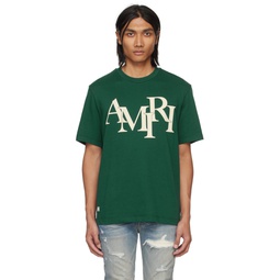Green Staggered T Shirt 241886M213019