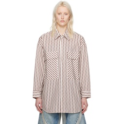Off White   Brown Double Pocket Shirt 241886F109002