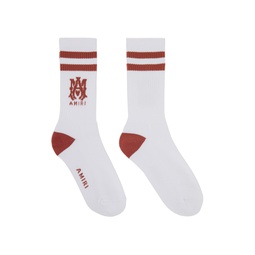 White MA Stripe Socks 241886M220010