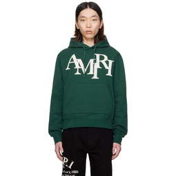 Green Staggered Hoodie 241886M202016