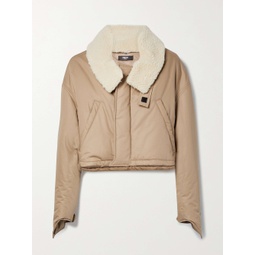 AMIRI Cropped fleece-trimmed padded cotton jacket