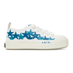 White & Blue Stars Court Low Sneakers 241886M237023