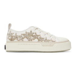 Off-White & Gold Glitter Stars Court Low Sneakers 241886M237031
