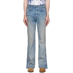 Blue Stacked Flared Jeans 232886M186001