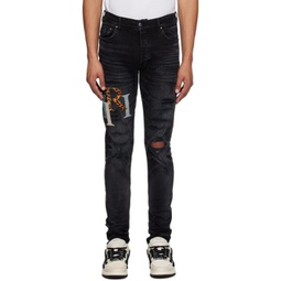 Black Staggered Jeans 232886M186044