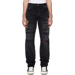 Black Varsity Straight Jeans 241886M186040