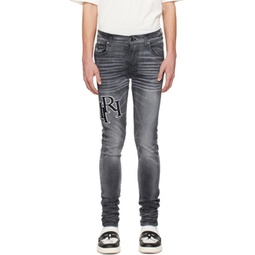 Black Staggered Jeans 241886M186034