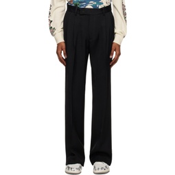 Black Double Pleated Trousers 231886M191019