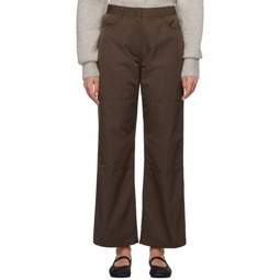 Brown Straight Fit Trousers 232436F087011