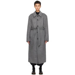 Gray Belted Coat 232436F059002