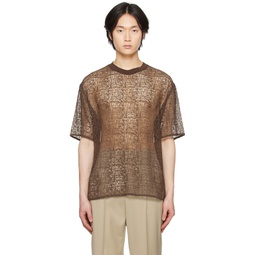 Brown Sheer T Shirt 231436M213003