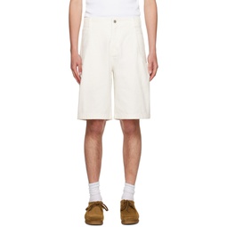 White Cut Out Denim Shorts 241436M193000