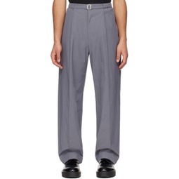 Gray Tuck Trousers 241436M191004