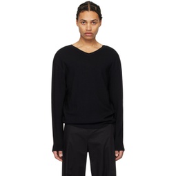 Black V-Neck Sweater 241436M204002