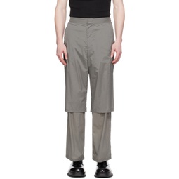 Gray Semi-Sheer Trousers 241436M191006