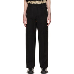 Black Double Knee Trousers 222375M191003