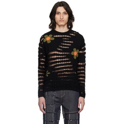 Black Flower Sweater 241375M201007