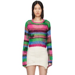Pink Striped Sweater 222375F096003