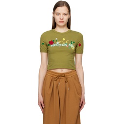 Khaki Dasha Flower Garden T Shirt 231375F110001