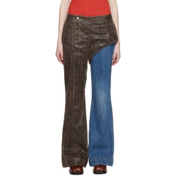 Brown   Blue Lance Faux Leather Trousers 231375F087011