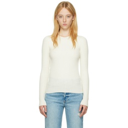 White Cecily Long Sleeve T Shirt 222092F110004