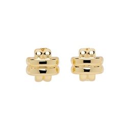 Gold Double Cross Earrings 241092F022004