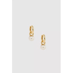 Chunky Hoops With Pearl Charms - 14K Gold