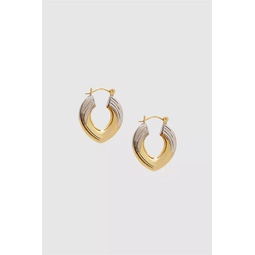 Two Tone Pointed Hoop Earrings - 14K Gold