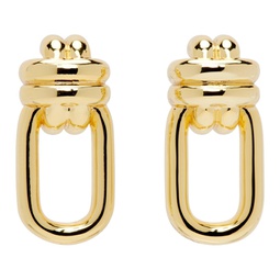Gold Signature Link Double Cross Earrings 241092F022005