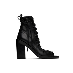 Black Lace Up Heeled Sandals 231378F125000
