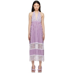 Purple   White Gingham Maxi Dress 241894F055003