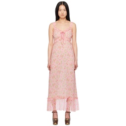 Pink Ruffle Maxi Dress 241894F055002