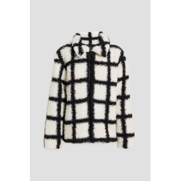 Checked faux shearling coat