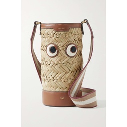 ANYA HINDMARCH Eyes leather-trimmed straw wine bottle holder
