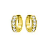 Channel Set Milgrain Huggie Hoop Earrings in 18K Gold Over Sterling Silver - 100% Exclusive