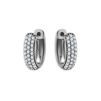 Triple Row Pave Huggie Hoop Earrings in 18K Gold Plated or Sterling Silver - 100% Exclusive