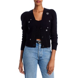 Celestial Embroidered Diamond Pointelle Puff Sleeve Cashmere Cardigan - 100% Exclusive