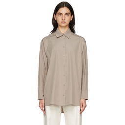 Taupe Dropped Shoulder Shirt 222373F099010