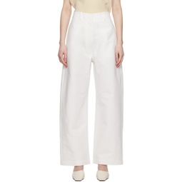 White Relaxed Fit Trousers 231373F087020