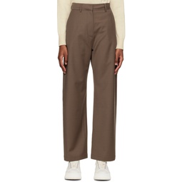 Brown Straight Leg Trousers 222373F087016