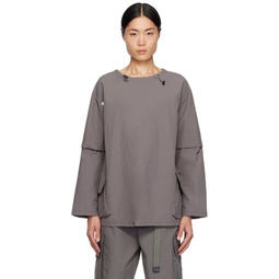 Gray Round Long Sleeve T Shirt 241701M213001