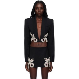 Black Embroidered Butterfly Blazer 232372F057000