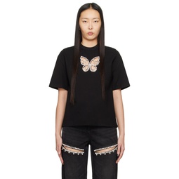 SSENSE Exclusive Black Crystal Butterfly T Shirt 241372F110005