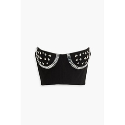Cropped crystal-embellished jersey bustier top